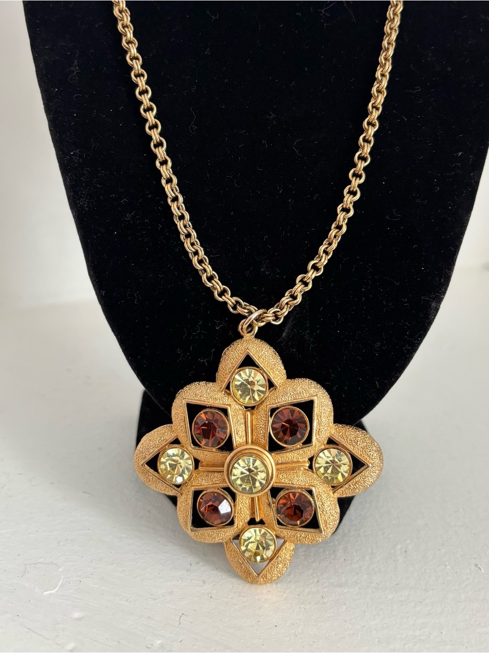 Vintage Roget Maltese Cross Pendant Necklace Silver Tone Signed